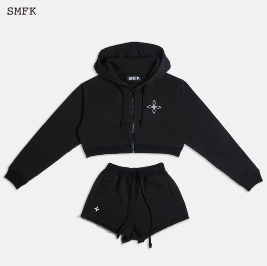 Night Flower Jogging Sports Set Black