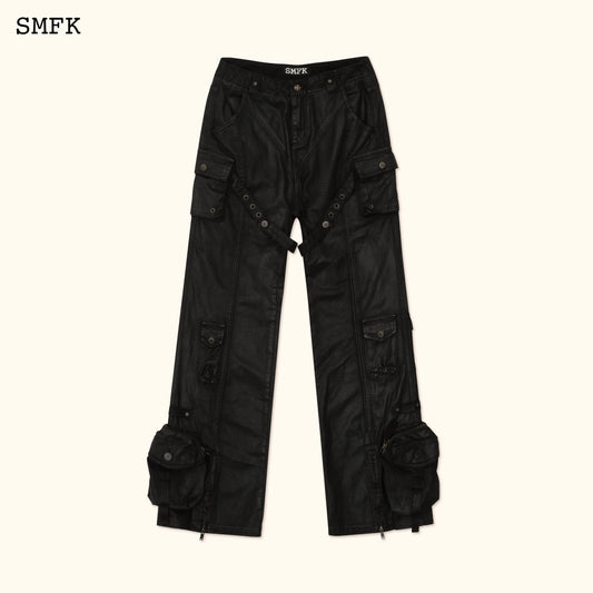 Ancient Myth Black Panther Waxed Flared Pants